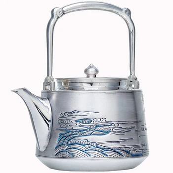  Tējkanna, nerūsējošā tērauda tējkanna, sudraba tējkanna, karstā ūdens tējkanna, tējkanna 1250 ml ūdens, kung fu tējas komplektu.