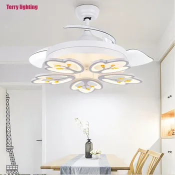  Vienkāršs LED griestu lampas, dzīvojamās istabas lustra ar ventilatoru ziemeļeiropā, restorāns, ventilators, neredzamu spuldžu bezmaksas piegāde